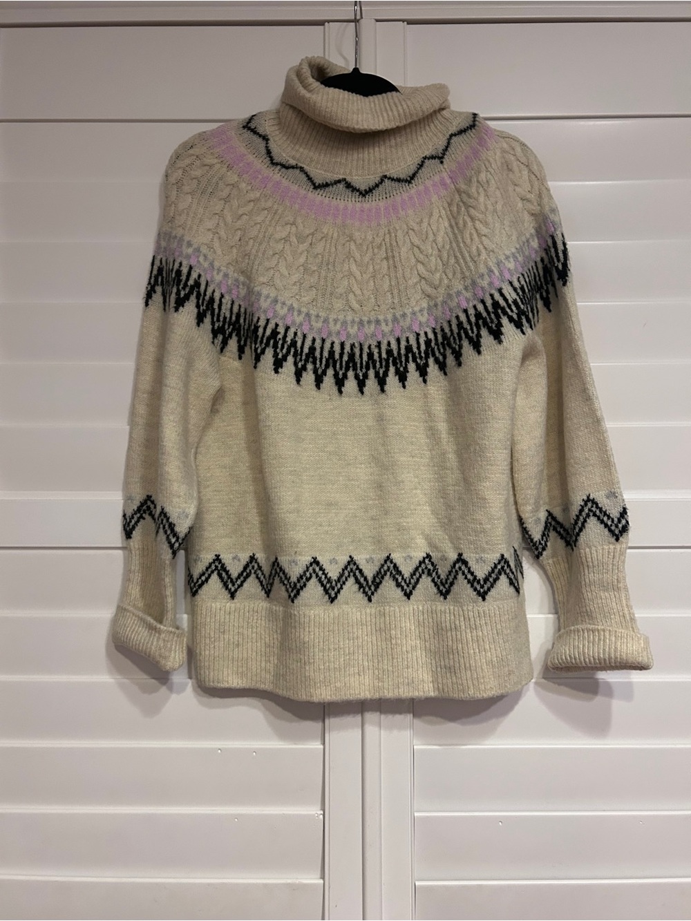 A New Day Fair Isle Turtleneck Sweater Cream Multi Size Small